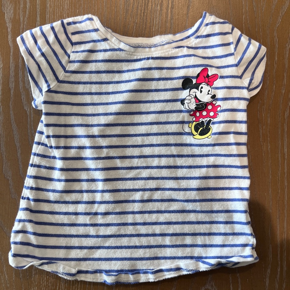 Disney Minnie Mouse Girls' Blue & White Striped Tee
